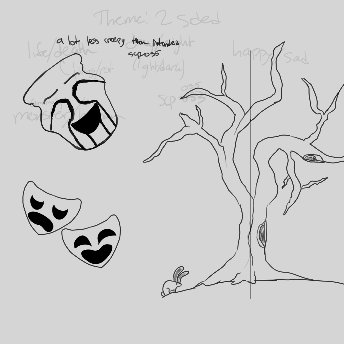 wrenagen's tweet photo. WAS HESITANT TO POST BUT IM DOING IT ANYWAY HASKDHFAD

left side of the tree was supposed to look more alive but i gave up on the leaves lol

also bunny :) https://t.co/ODixG2Ty14