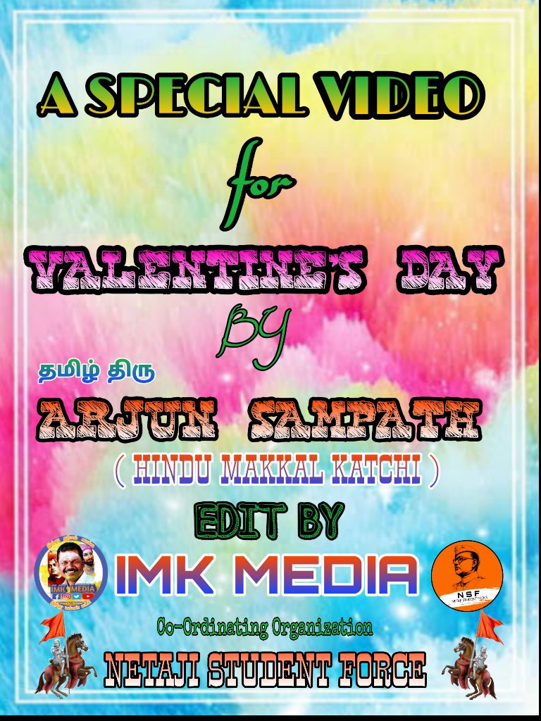 imk_media_'s tweet photo. DON'T MISS TO WATCH.
A Special video
For #ValentinesDay 
From #Arjunsamapath
Edit By #imk_media_
Co-Ordinating Organization #NetajistudentForce 
Our @imk_media_ Available in
#youtubechannel , #Instagram #Facebook , #twitterindia #Sharechat , #Tooter 
and Also #DailyHunt . https://t.co/clrzVqBvRK