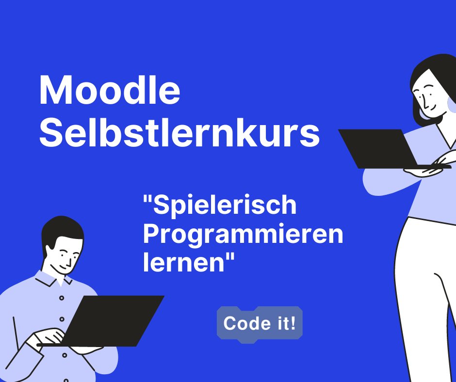 _code_it_'s tweet image. 📢 Liebes #twlz, für die verbleibende Zeit des Lockdowns stellen wir allen Schulen und Medienzentren unseren neuen Moodle-Kurs - „Spielerisch Programmieren lernen“ - zum Download zur Verfügung. Gerne Teilen.
Infos und Download unter: code-it-studio.de/moodle-selbstl…
