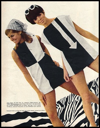 Happy Birthday Mary Quant - made a black and white dress at school for DS 