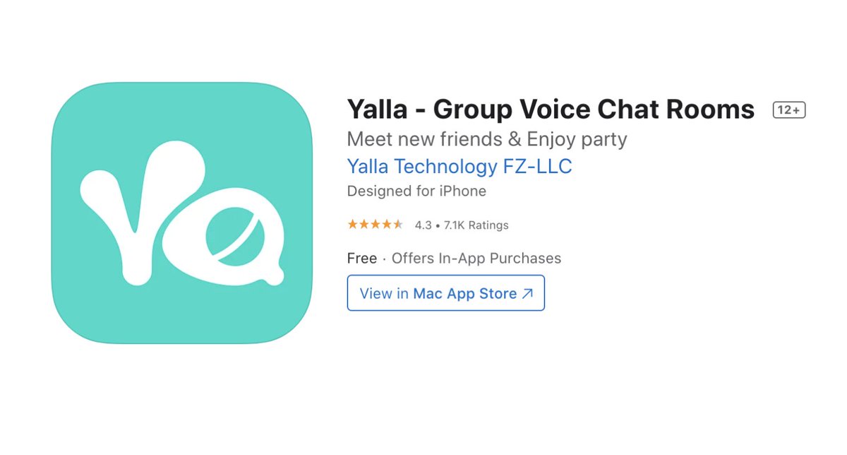 5/ Its not just CH, though. $API also powers Yalla -- the "Clubhouse of the Middle East". The Chinese-owned app is showing impressive growth numbers:• MAUs at ~14m, 5x YoY• 5m paying users (for "chat services"), 10x YoY• ~$100m in revenue (and a market cap of $4.6B