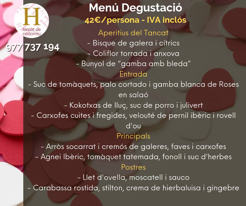 HotelTdeC's tweet photo. Enamora't del nostre menú degustació ❤️
977 737 194 info@tancatdecodorniu.com https://t.co/0lhMiwgarC