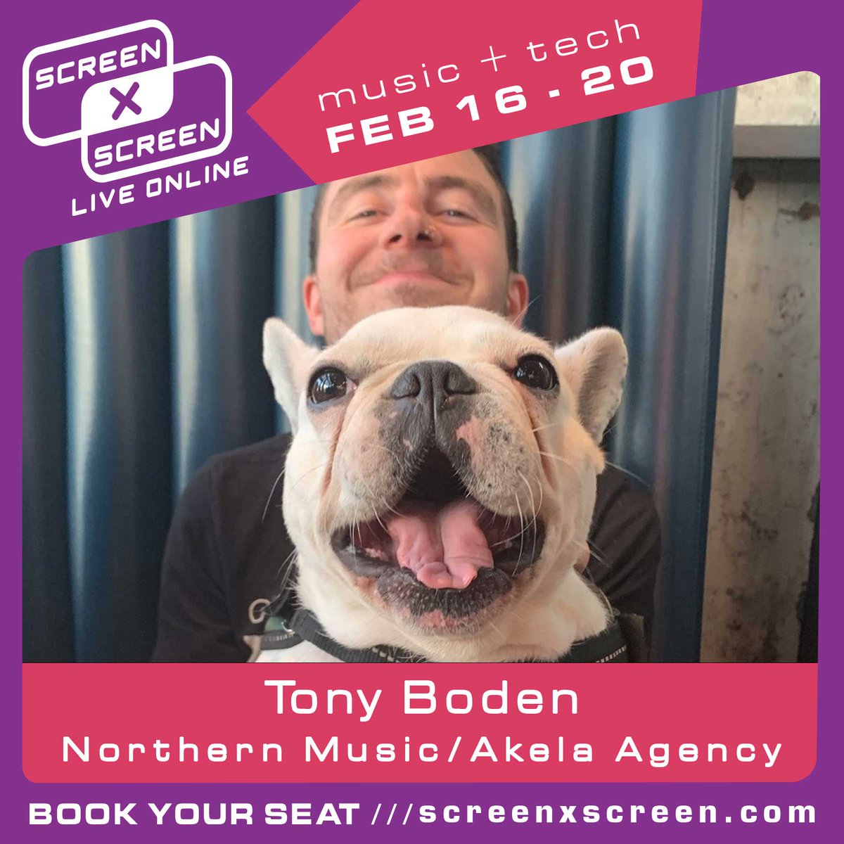 Looking forward to having Tony Boden from Northern Music/Akela Agency join us for SCREEN x SCREEN!

TUES FEB 16 - SAT FEB 20
Online conference
LINK IN BIO!!

@darryl_hurs #streaming #SXS21 #screenxscreen #online #musicindustry #musicmonetization #music #artists #AI #producers #VR