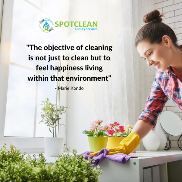 SpotcleanFS's tweet photo. "The objective of cleaning is not just to clean but to feel happiness living within that environment" - Marie Kondo

#Spotclean
#cleaningService
#covid_19
#Australia https://t.co/UJtEYft7ag