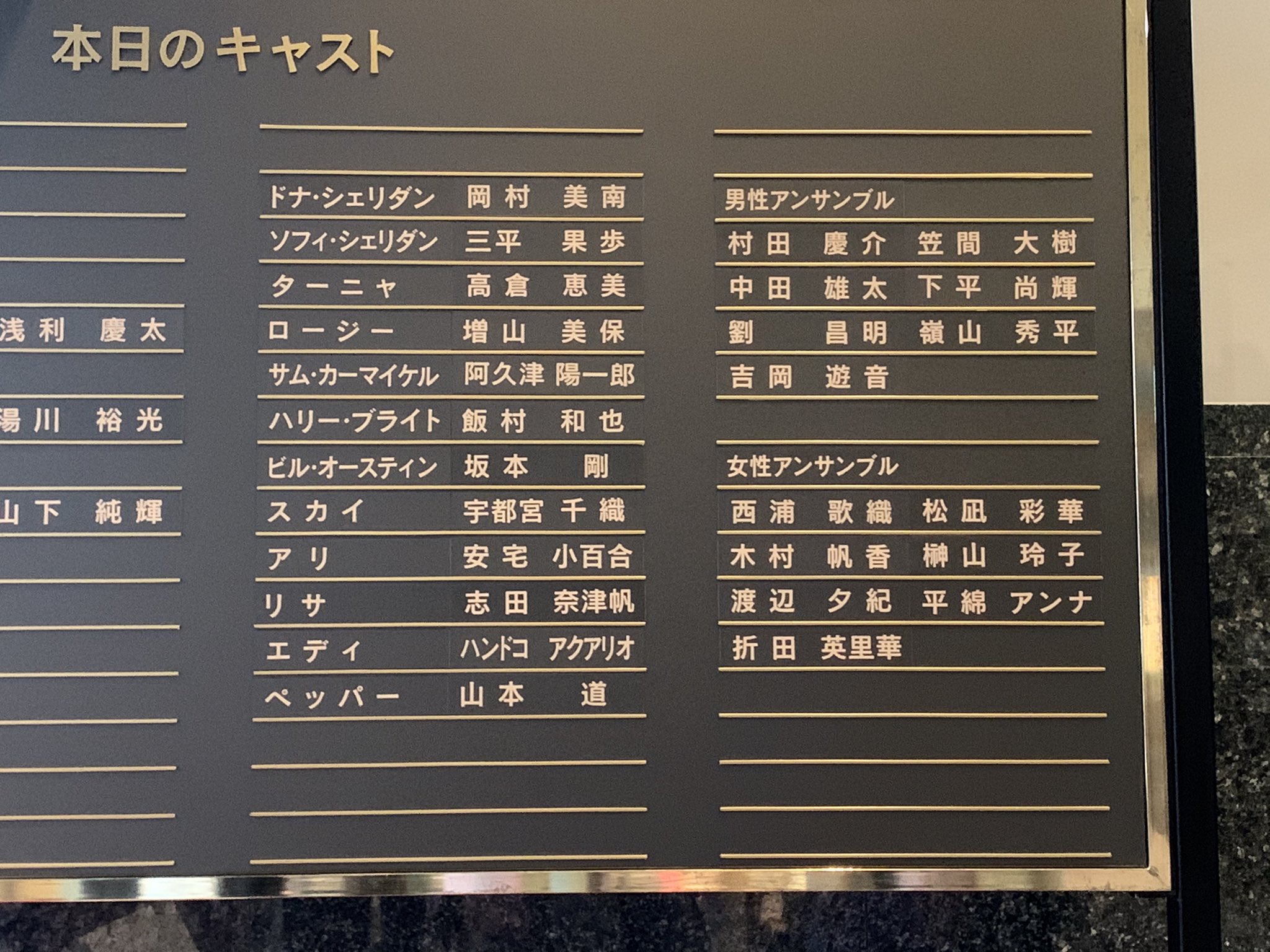 Shoko Musical 映像翻訳 初のマンマミーア 美南さんカッコ良かった そして 10月にアリエル 12月にヴァル 今日2月にソフィと こんな短期間で３つの役を観た三平さん ほんと凄いな ダンスに歌に カテコにと 楽しかった 劇団四季マンマミーア