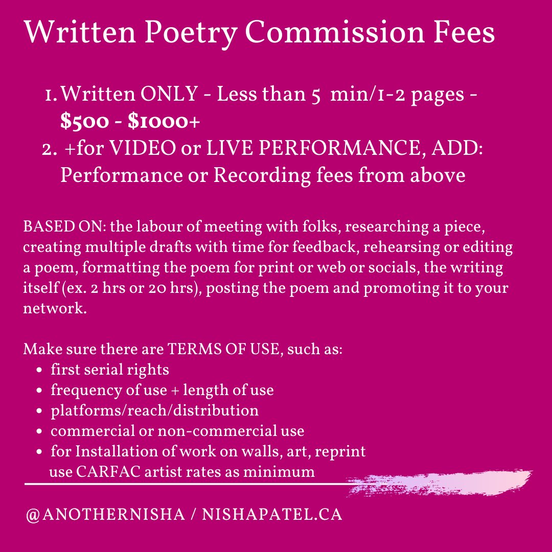 Written Poetry Commission Fees Written ONLY - Less than 5 min/1-2 pages - $500 - $1000++for VIDEO or LIVE PERFORMANCE, ADD: Performance or Recording fees from above
