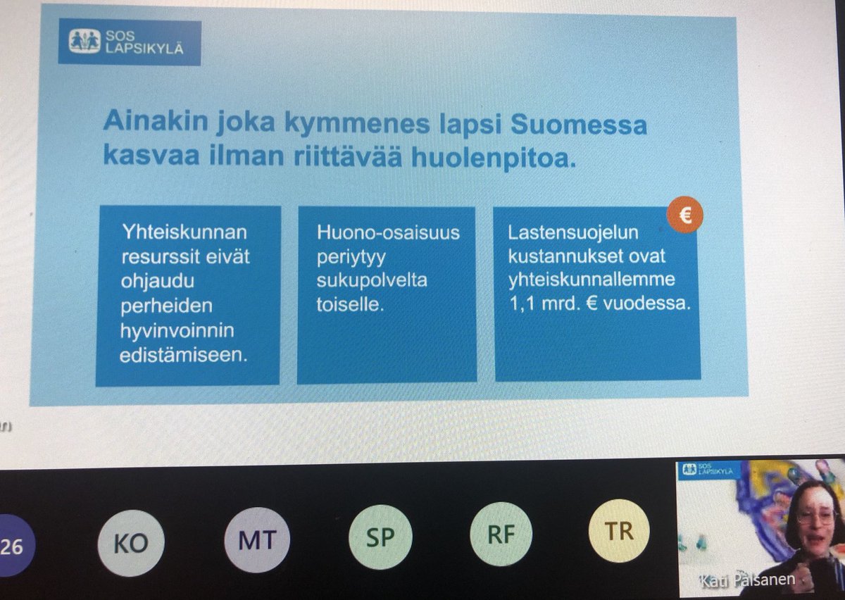 PyykkoTuula's tweet photo. ⁦@palsanen⁩ kehitysjohtaja sos-lapsikylä:lastensuojeluun on resursseja, mutta niitä käytetään liian myöhään. Tilanteet pahenevat. Ennakoiva hyvinvoinnin edistäminen niin inhimillisesti kuin taloudellisesti ainoa järkevä vaihtoehto#mininepsy #tulevaisuutta rakentamassa https://t.co/VSmOkB9Yvm