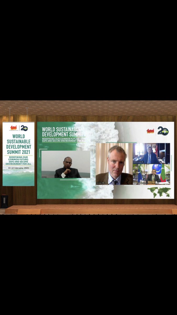 ZacGoldsmith's tweet photo. Delighted to join the discussion about the road to COP26 alongside @DrSJaishankar, ⁦@JohnKerry⁩ , @MohamedNasheed, and @AminaJMohammed at the WSDS High Level Roundtable on a green recovery #WSDS2021 #COP26 https://t.co/DKITsJXtK7