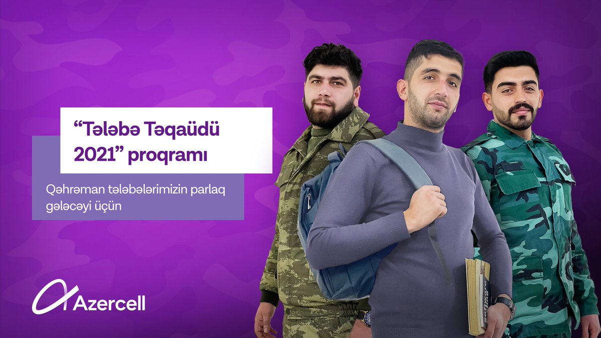 Azercell's tweet photo. Biz birlikdə güclüyük!
“Tələbə təqaüdü 2021” proqrama ölkəmizin müxtəlif şəhərlərində Rabitə və İnformasiya Texnologiyaları sahəsində təhsil alan və Vətən müharibəsində rəşadətlə döyüşmüş 23 tələbə qatıldı.
Qəhrəman tələbələrimizin təhsilinə dəstək olmaqdan qürur hissi duyuruq! https://t.co/2FRNsV10jM