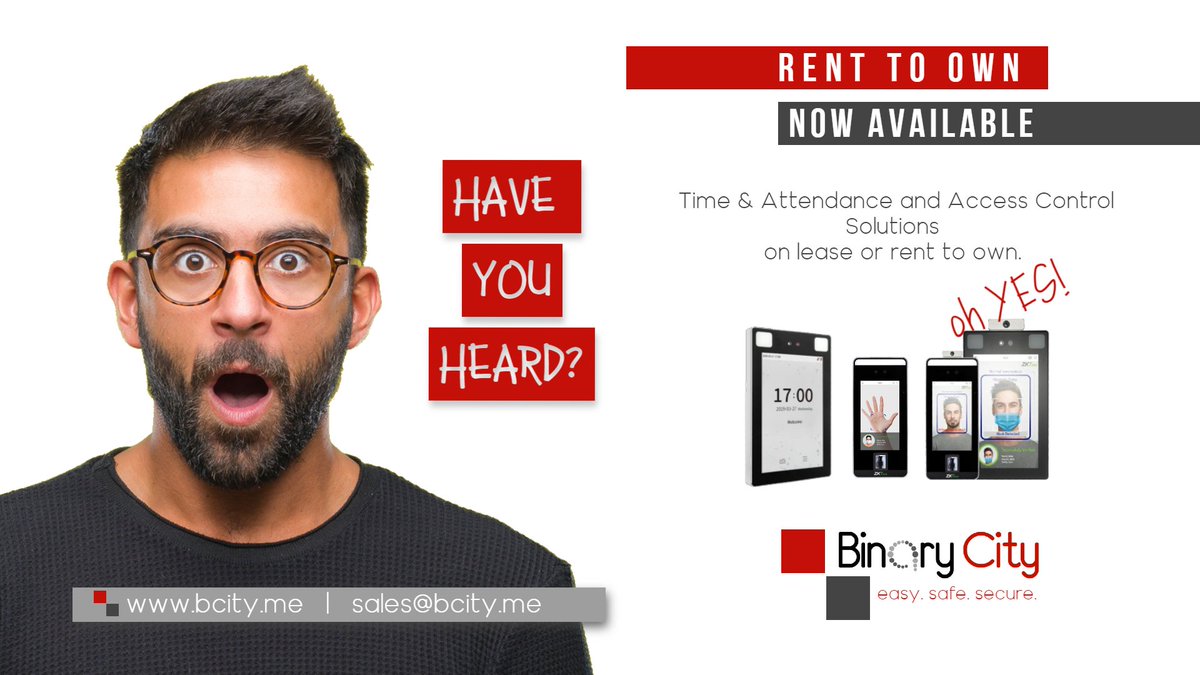 binary_city's tweet photo. Need a #TimeandAttendance and #AccessControl solution? Low on Budgets? @binary_city now offering rental options! #binarycity #letsgotouchless #RentToOwn https://t.co/LBn7DjXrSt