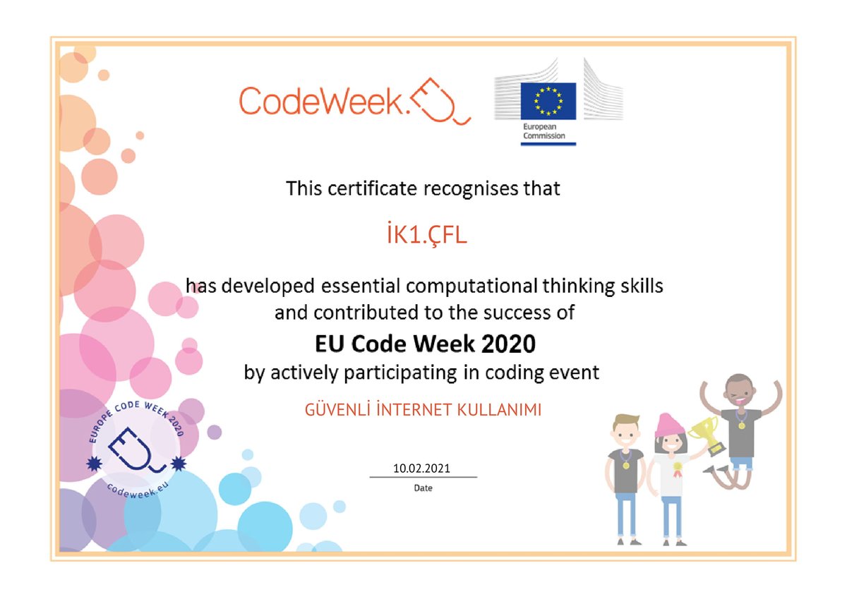 Öğrencilerimize Güvenli İnternet Kullanımı Semineri Verdik. Bunun Sonucu Olarak Öğrencilerimiz Güvenli İnternet Kullanımı Belgelerini Aldılar.   ( MURAT ÇELEBİ - ÇARŞAMBA FEN LİSESİ )