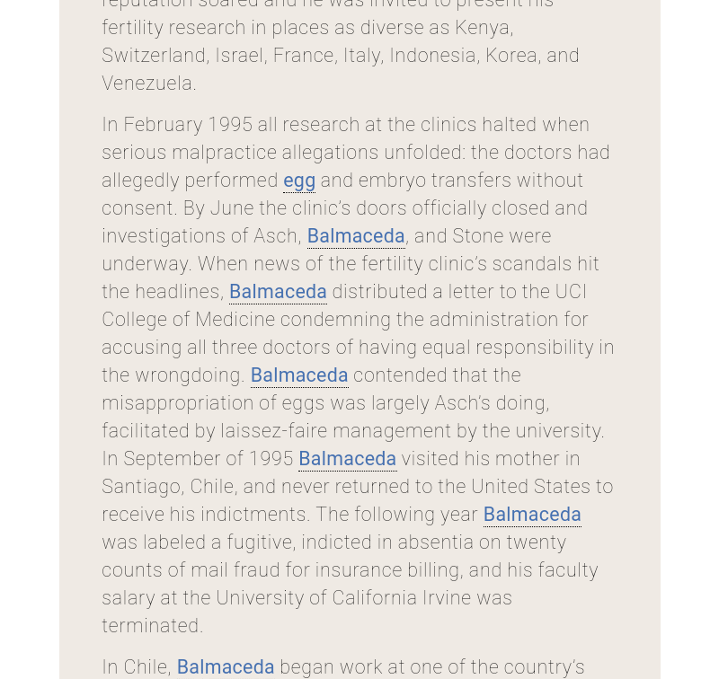 Here is more information concerning Dr Jose Pedro Balmaceda's accusations. Ironically while the Left accuses Pinochet's regime & his supporters with conducting human experiments it was the Mandalorian's dad who came from a leftist family who was actually doing it.