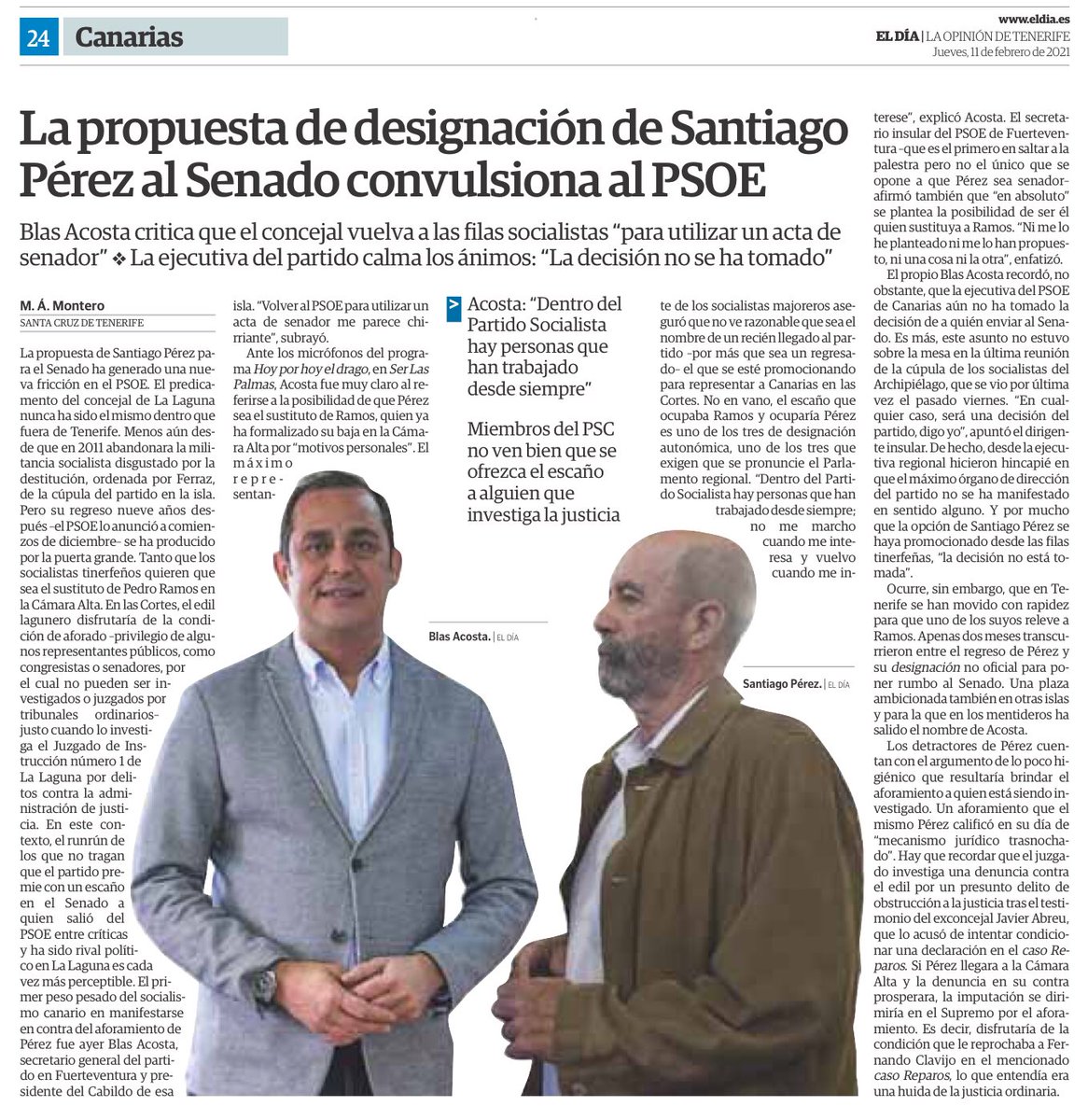 Cada vez más socialistas levantan la voz entre la sorpresa y la indignación (en Tenerife, con la “boca chica”: ya se sabe lo que les pasa a los discrepantes), que no entienden por qué hay que premiar la traición con un “bote-salvavidas” (no sobran muchos con la que está cayendo)