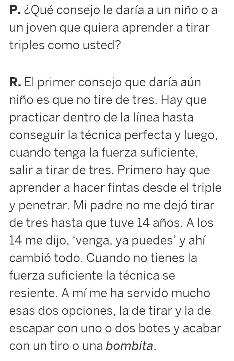 MiguelLois's tweet photo. "El primer consejo que daría a un niño es que no tire de tres. Cuando no tienes la fuerza suficiente la técnica se resiente".

Interesante reflexión de Jaycee Carroll en una muy buena entrevista de @faust_saez en El País. https://t.co/U6QxnHEBlX