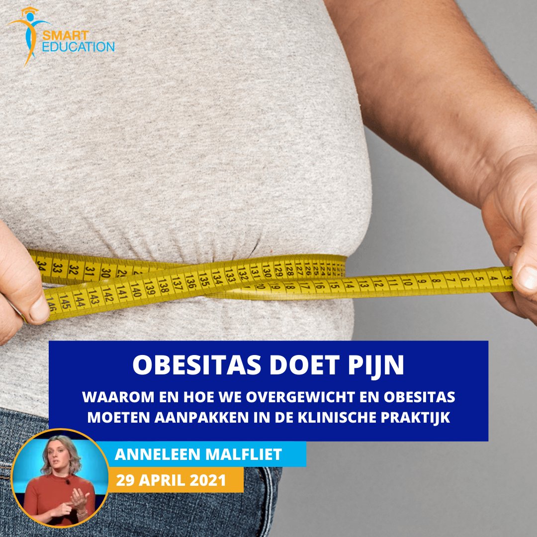 Meer weten over de invloed van overgewicht en obesitas op (chronische) pijn en hier zelf mee aan de slag gaan? Anneleen Malfliet legt in haar PowerTalk bij <a href="/SmartEduc_be/">SmartEducation</a> uit waarom &amp; hoe je dit aanpakt in je klinische praktijk. Meer info: smarteducation.be/cursus/powerta… #obesitasdoetpijn