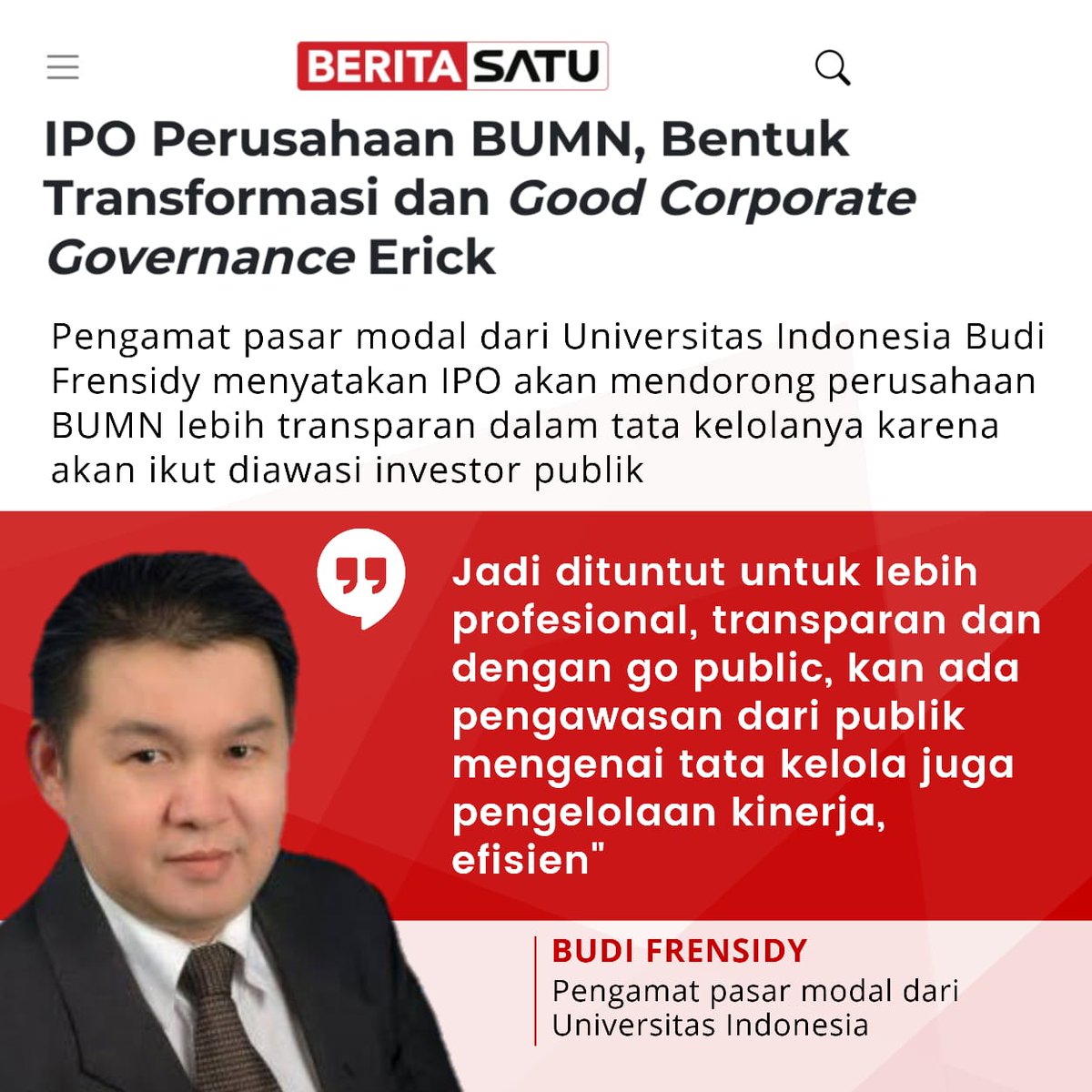dinda_fifah's tweet photo. Beberapa pengamat pasar modal menyambut baik langkah BUMN yg akan Go-publik karena akan membawa dampak positif bagi perusahaan tersebut. 
#BUMNGoPublik 
@KemenBUMN 
@erickthohir https://t.co/iw5z9azVei