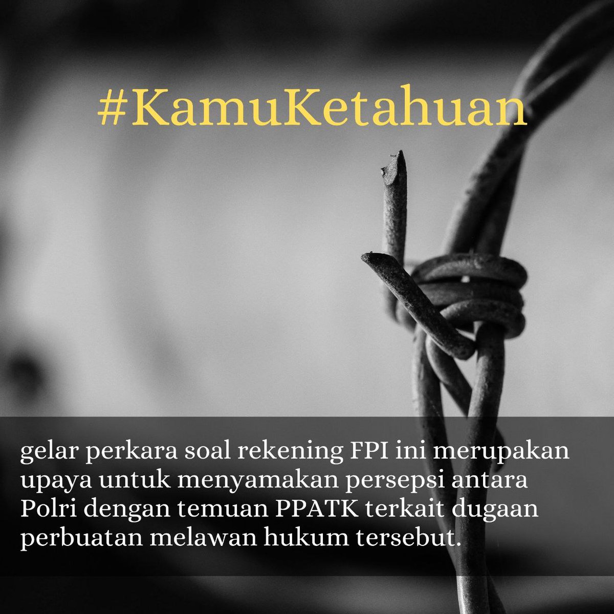 dias_natasya's tweet photo. Dengan dibekukannya rekening organisasi dan beberapa tokohnya, semakin memperjelas pemahaman kita bahwa organisasi ini kerap dimanfaatkan oleh elite politik untuk mendanai propaganda politik keduniawian. #KamuKetahuan #MauKritikTapiTakutUUITE #TuntaskanProsesHukumRijikCs https://t.co/brdDWZv1Dk