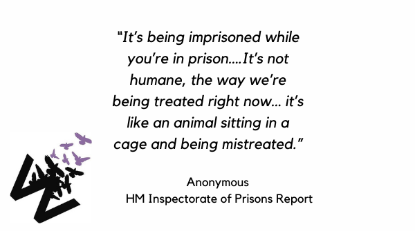 Women are being locked in their cells for an average of 22.5 hours per day, seven days a week. To put this in perspective this is just 90 minutes outside of the small confines of your cell. The recommended time is 10 hours.