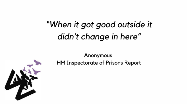 This is actually an improvement. In March people were spending just 45 mins outside of their cell. While many of us got to enjoy a respite from lockdowns in summer as one woman put it:
