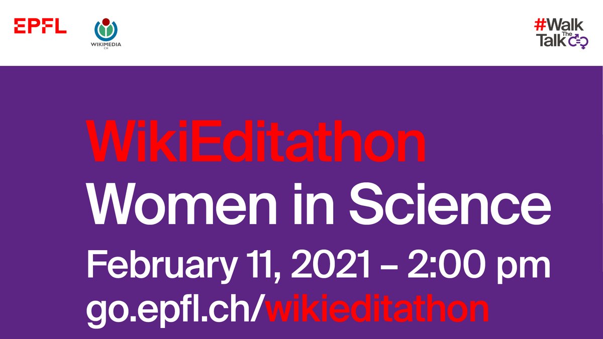 EPFL_en's tweet photo. Today at 2:00pm, the EPFL #WikiEditathon will focus on the contributions of women scientists. Share your expertise with the world and learn how to edit and write about science on @Wikipedia! https://t.co/gaeF8QU05B #WomenInSTEM #Wikipedia20
@WikimediaCH @jesswade @gvdgoot https://t.co/7MxeHfUSxa