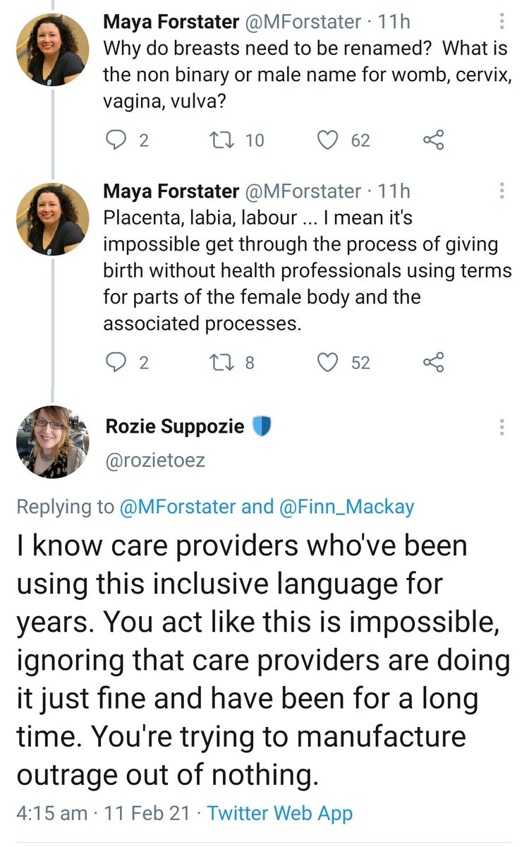 And another one chimes in.Why on earth do they care so much about how health care professionals refer to female people going through the traumatic, dangerous experience of birth?Does "stay in your lane" not apply here?