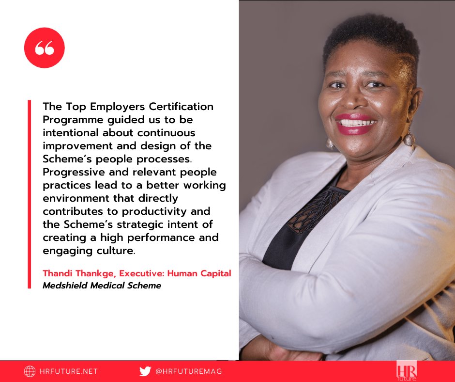 HRFuturemag's tweet photo. One of the certified Top Employers Top Employers for 2021: Medshield Medical Scheme. Congrats team @MedshieldSA  and @ThandiThankge!

#HR #TopEmployers2021 #FutureofWork #FutureOfJobs #HumanResources https://t.co/p2UPNYFIR0