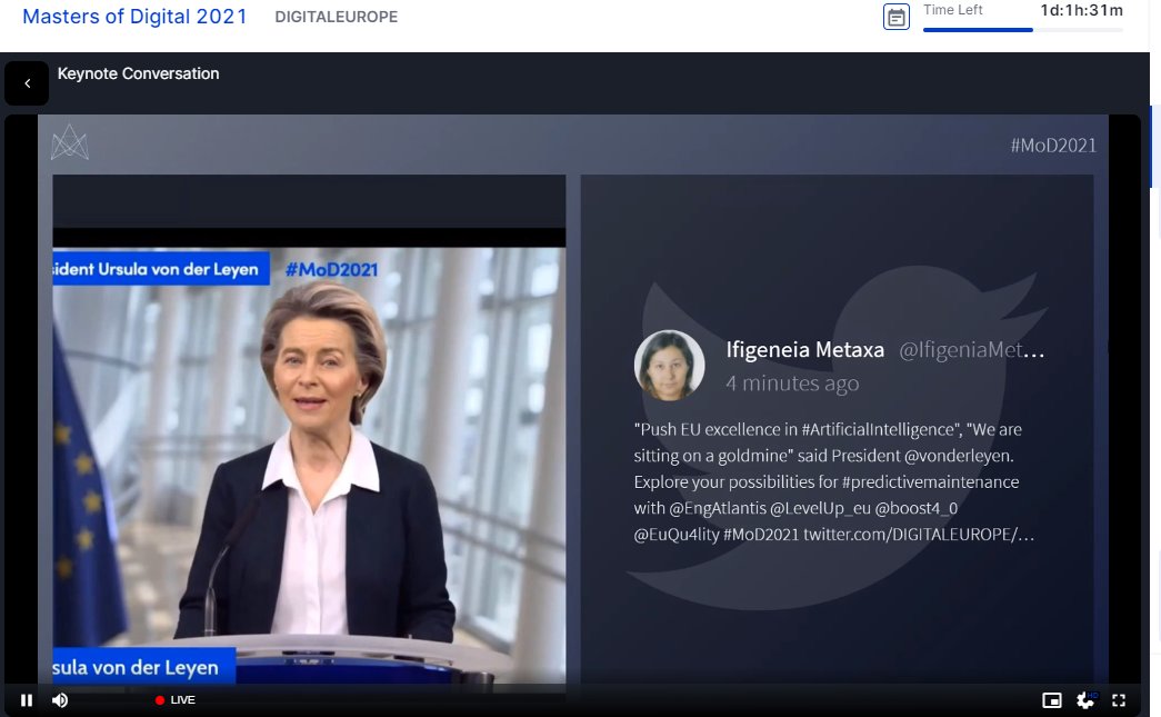 EngAtlantis's tweet photo. Our R&D Project Manager @IfigeniaMetaxa participated in a @DIGITALEUROPE networking event, the #MastersofDigital2021. We are very proud that our project manager, @IfigeniaMetaxa is always active on EU networking events. https://t.co/I3qGFhPGC6