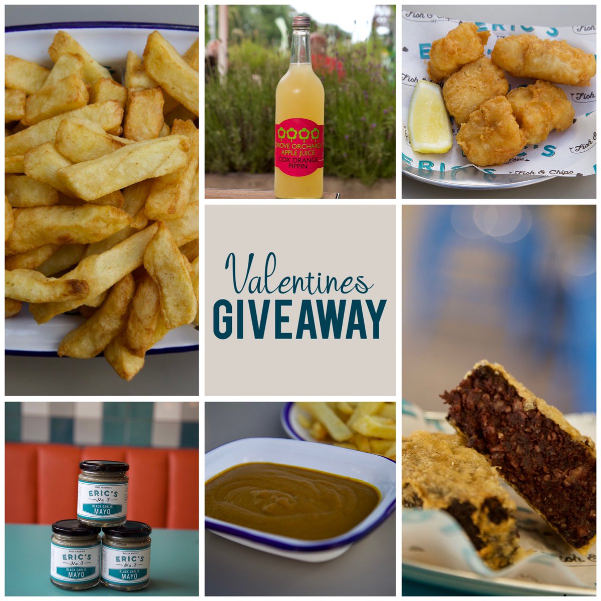 EricsFandC's tweet photo. We all know the way to everyone’s heart is food, so we’re throwing a Valentine’s giveaway giving one lucky winner the chance to win the ultimate Eric’s tapas style feast for 2! To enter all you have to do is:

🐟 Retweet &amp; tag who you’d share the feast with!

Keep reading 👇 https://t.co/MeO7jpX0Qd