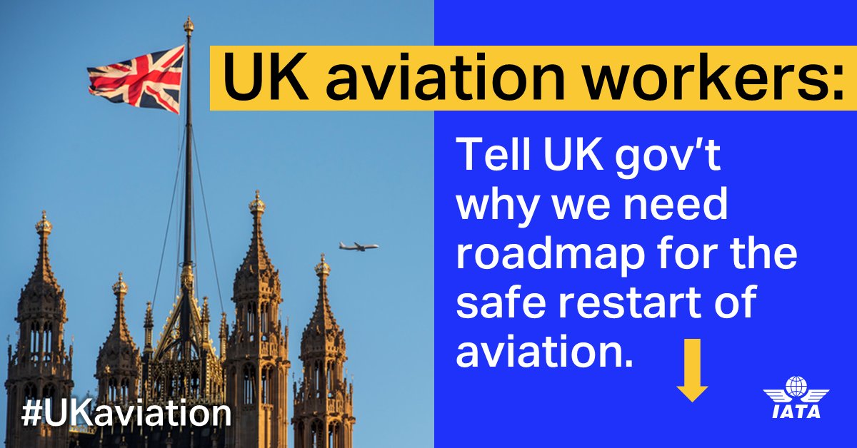 📢 Reminder for #UK aviation workers:

Help us reach out to @10DowningStreet to explain why air travel must be part of the UK’s vision to lifting the lockdown. 

Reply below 👇 or use #UKaviation in your response.