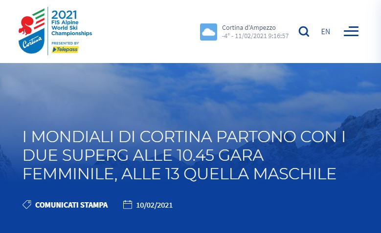 dolo_mitici's tweet photo. #cortina2021 - ore 10:45 e ore 13:00
I MONDIALI DI CORTINA PARTONO CON I DUE SUPERG ALLE 10.45 GARA FEMMINILE, ALLE 13 QUELLA MASCHILE
Canale 57 #RaiSport https://t.co/9dLfXJpCce
