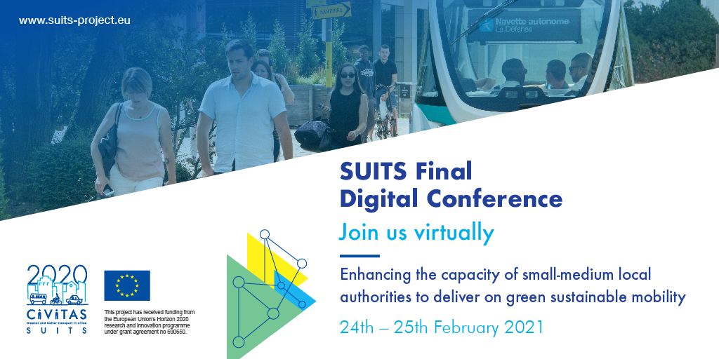 SUITS Final Digital Conference: Enhancing the capacity of small-medium local authorities to deliver on green sustainable mobility! 
Register: eventbrite.co.nz/e/suits-projec…