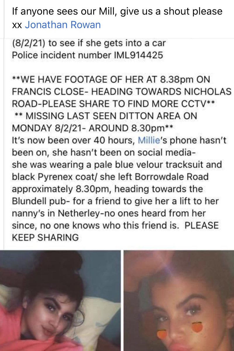 AndrewMurphy4's tweet photo. My mates daughter still missing can you please retweet for me! Thanks https://t.co/jEhCe3Rpxh