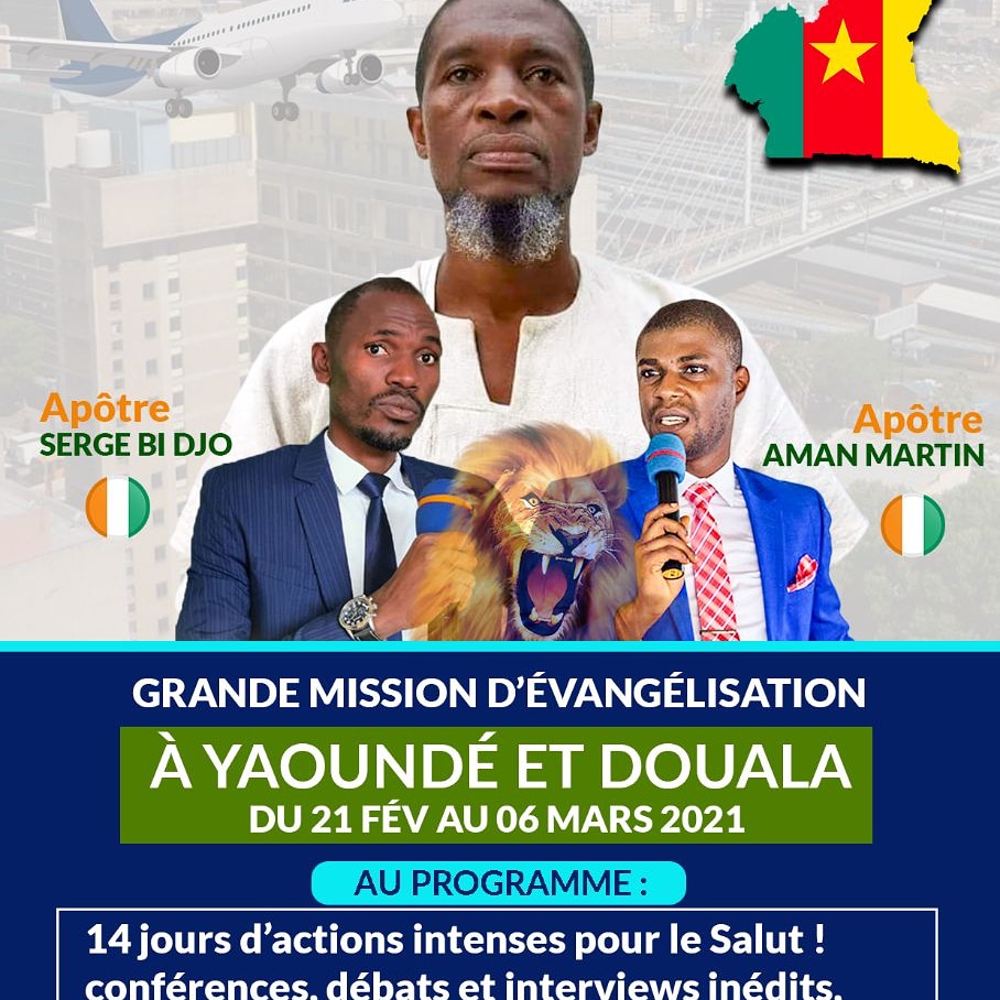 brouabe's tweet image. APRÈS LA #RDC C'EST BIENTÔT LE TOUR DU #CAMEROUN ... 

Habitants de YAOUNDÉ , DOUALA recevoir les apôtres du seul vrai prophète Kacou Philippe c'est accepté de recevoir la vérité. 

NE MANQUEZ PAS TOUS LES PROGRAMMES QUI AURONS LIEU !!!