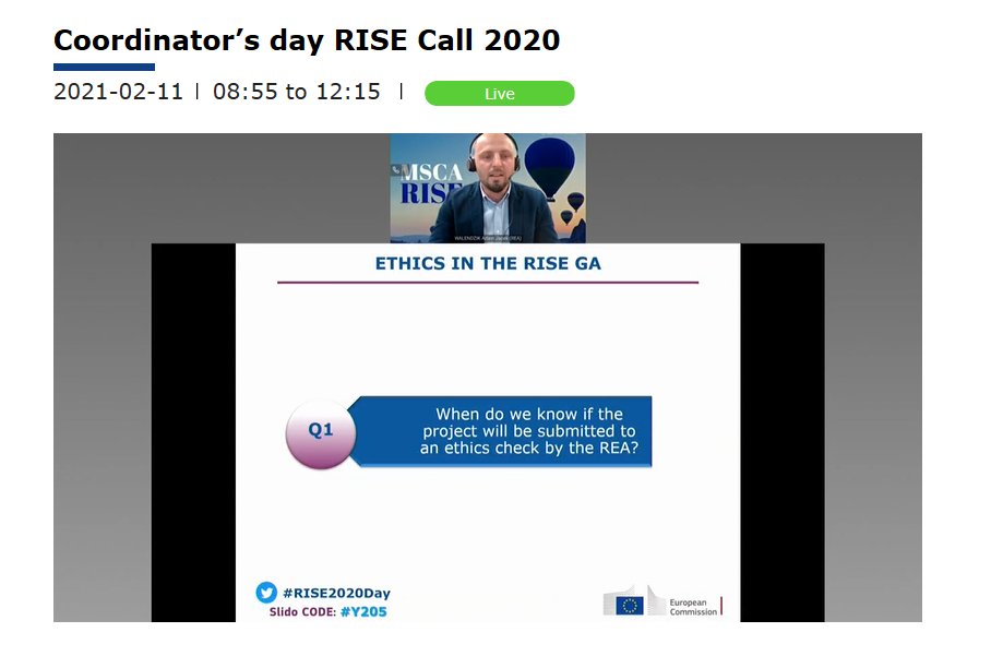 Discussing about ethics, live now at  #RISE2020Day <a href="/REA_research/">European Research Executive Agency</a>, @MSCActions