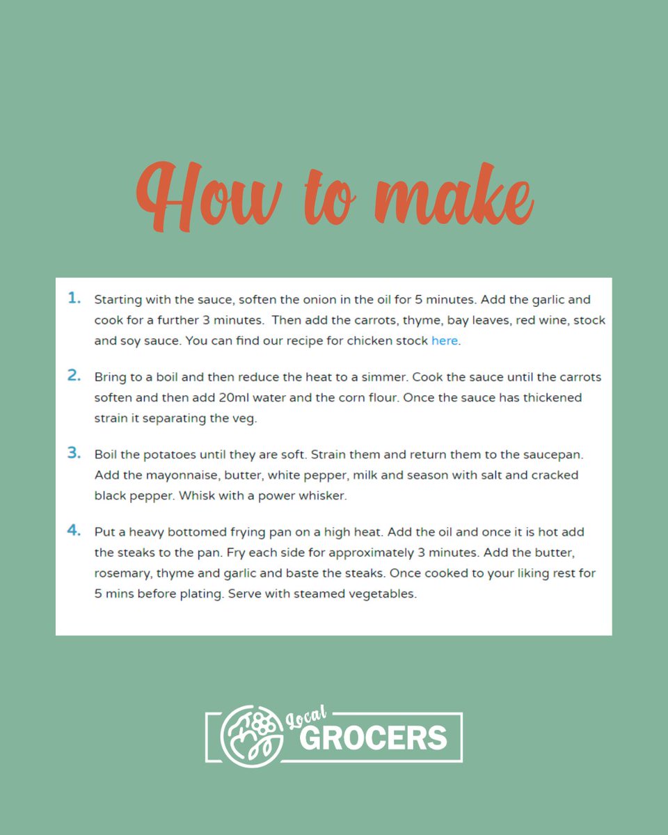 RECIPE OF THE WEEK 🥩

Thank you to #LocalGrocers friend, <a href="/dining_with_dec/">Dec</a> for providing us this recipe using a Waterloo Cottage Farm's Ribeye Steak! Save this recipe for this weekend! Will you give it a go? 

localgrocers.com/recipe/rib-eye…