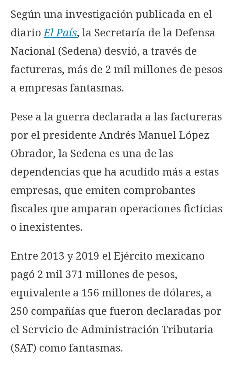 14.- Corrupción por todos lados hoy en el Ejército Mexicano con  @Luis_C_Sandoval y  @lopezobrador_ ... SEDENA desvío a través de facturas más de 2,000 millones de pesos a empresas fantasmas.
