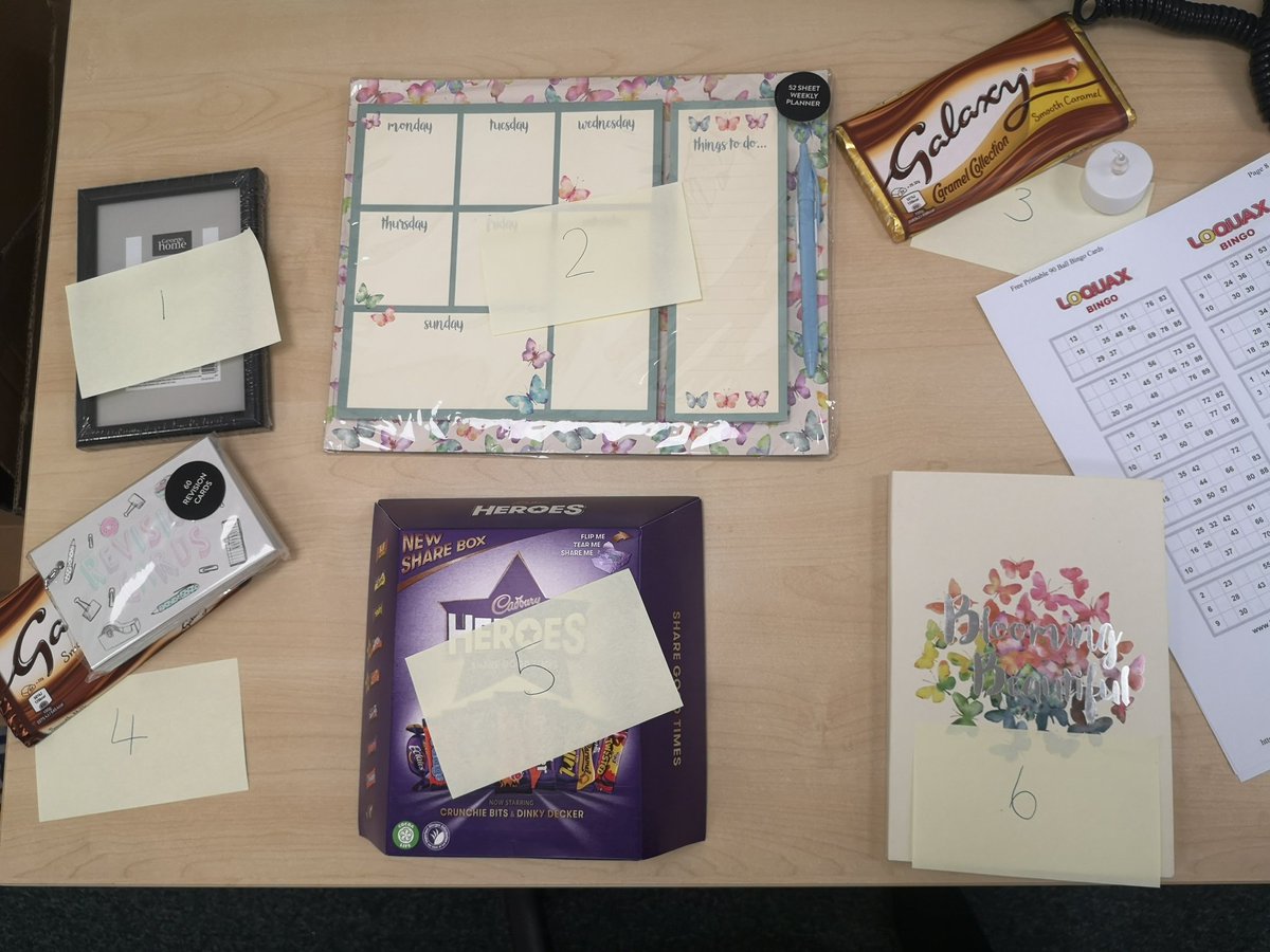 LyndhurstMind's tweet photo. Every mind does matter here at @LyndhurstOldham - Our prizes for our staff wellbeing bingo yesterday! Much needed laughs were had! 😆 #StaffWellbeing #MentalHealthMatters #EveryMindMatters #CompetitiveStaff https://t.co/4qp41YdGQ4