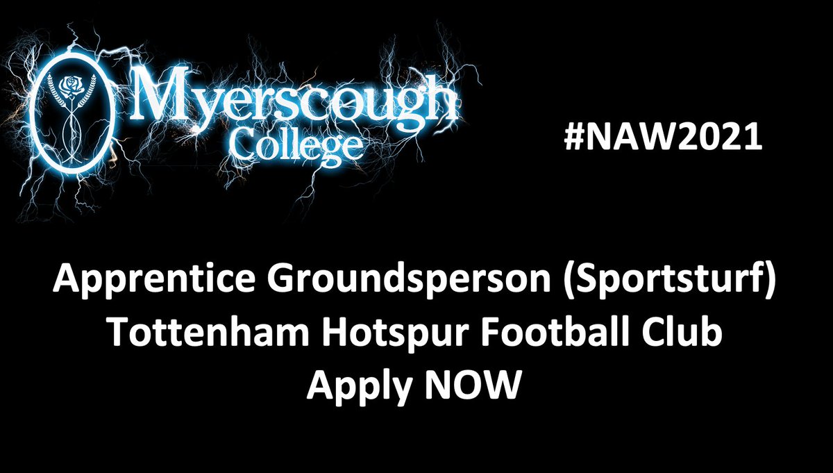 Apprentice Groundsperson (Sportsturf Operative) required at Tottenham Hotspur 
Apply NOW here: findapprenticeship.service.gov.uk/apprenticeship…
#NAW2021 #BuildTheFuture