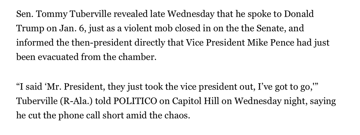 Tuberville, who campaign in Alabama as "Trump's guy," felt the need to re-double the efforts of the Secret Service while...supposedly...in fear of his own life as well. Seems strange he wouldn't just trust the Secret Service would do their job...