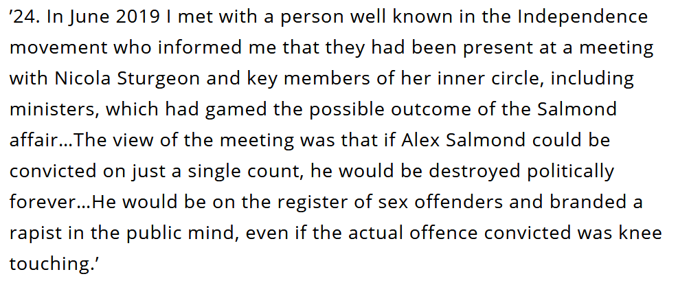 He alleges that in his meetings with Salmond, Nicola Sturgeon and other high ranking SNP members, conspired to bring Salmond down.Again, all of this is currently just allegations.