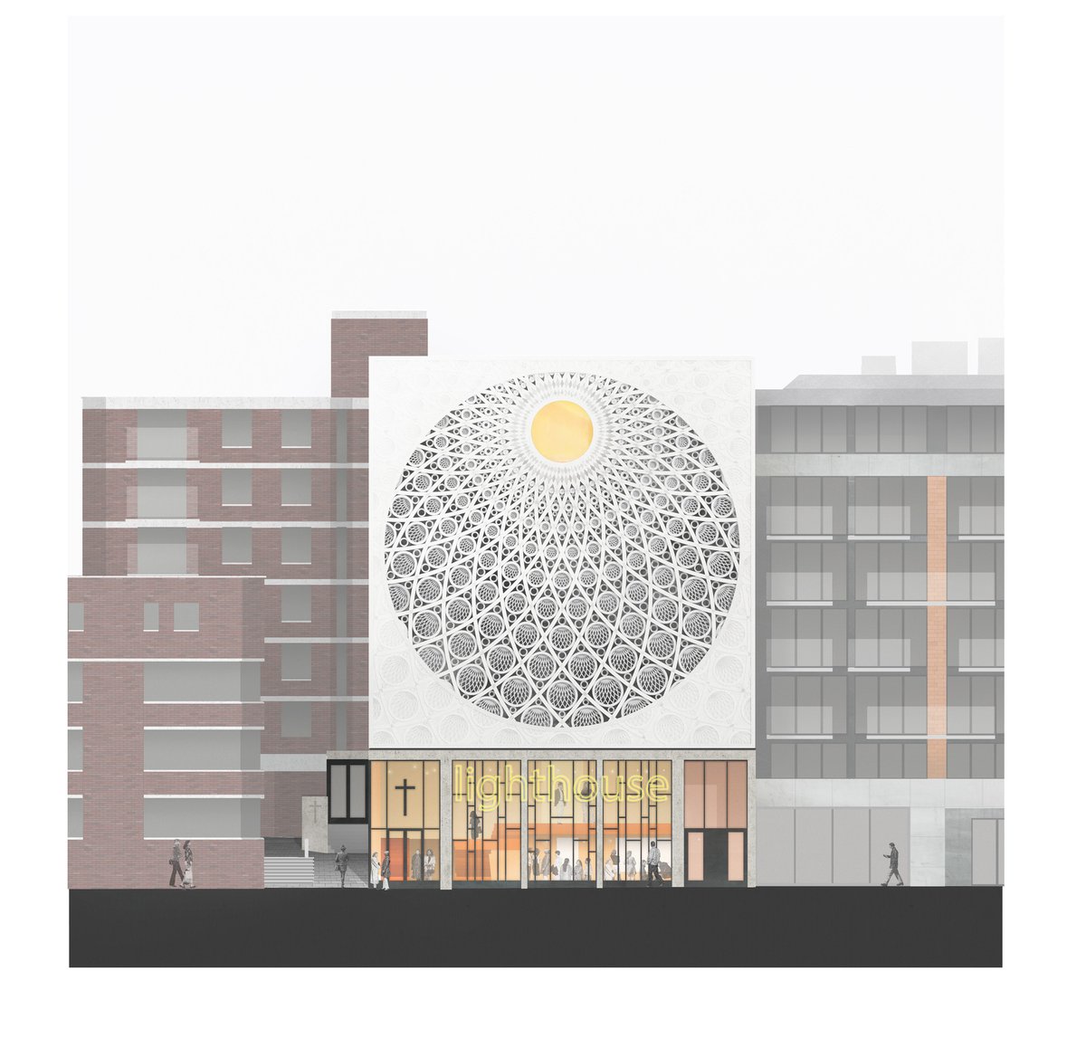 A contemporary interpretation of a rosary window for @lighthouselndn. Testing out the modules of the design in cardboard. To read more about this project: haworthtompkins.com/work/the-light…

#process #architecturalmodel #churcharchitecture