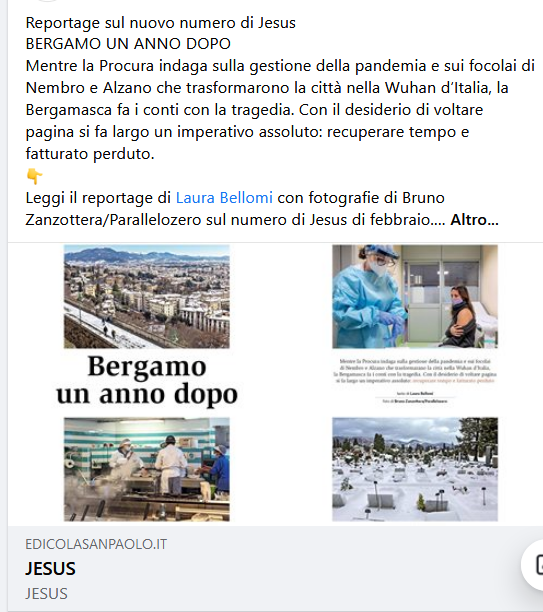 Bergamo, la #pandemia e quell'urgenza di recuperare tempo e fatturato perduto. Reportage da #Bergamo per Jesus <a href="/SanPaoloEditore/">Gruppo Editoriale San Paolo</a>