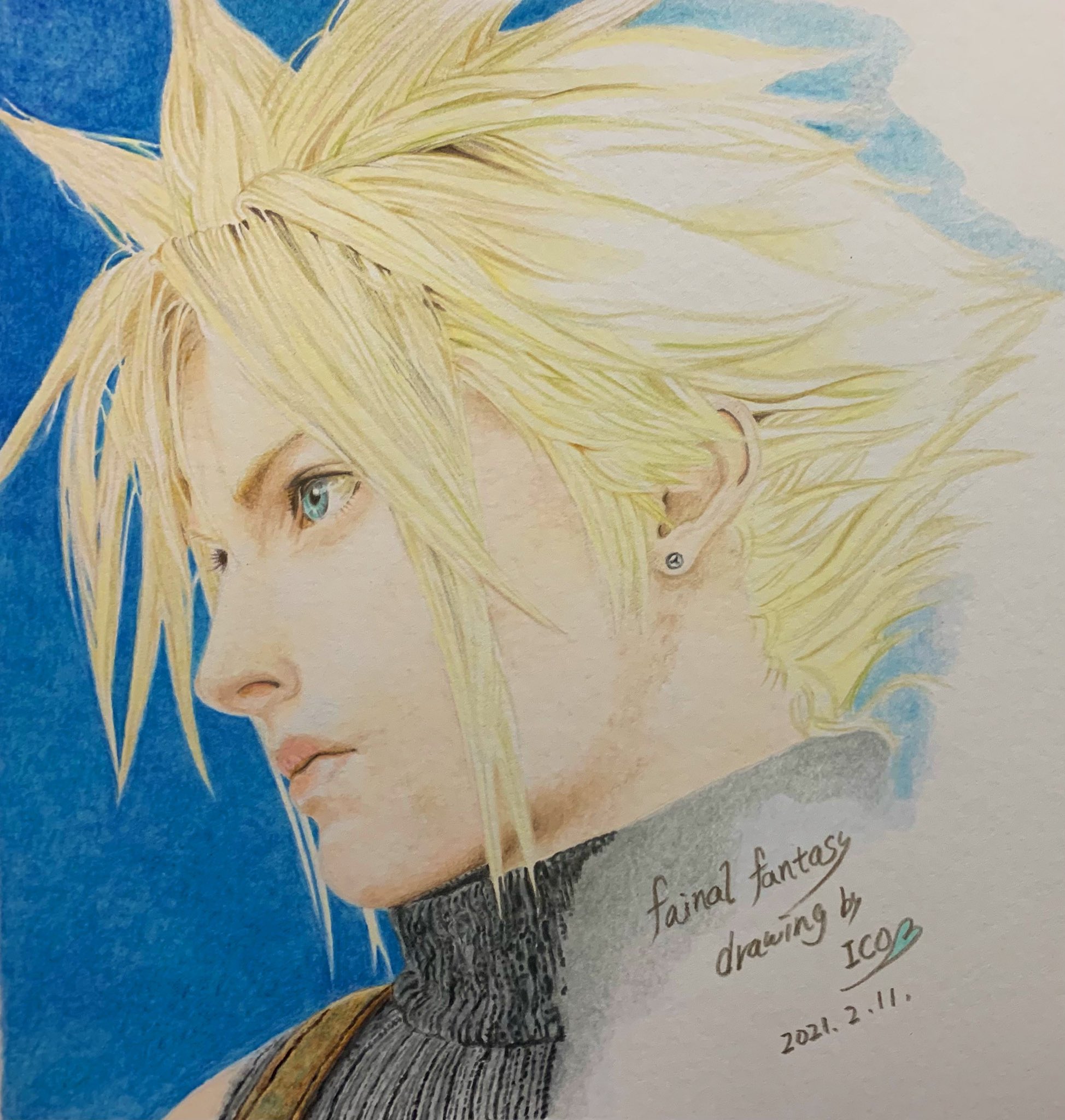 Ico クラウド描いてみた ファイナルファンタジー クラウド 模写 色鉛筆 8時間 T Co F6zmseeemx Twitter