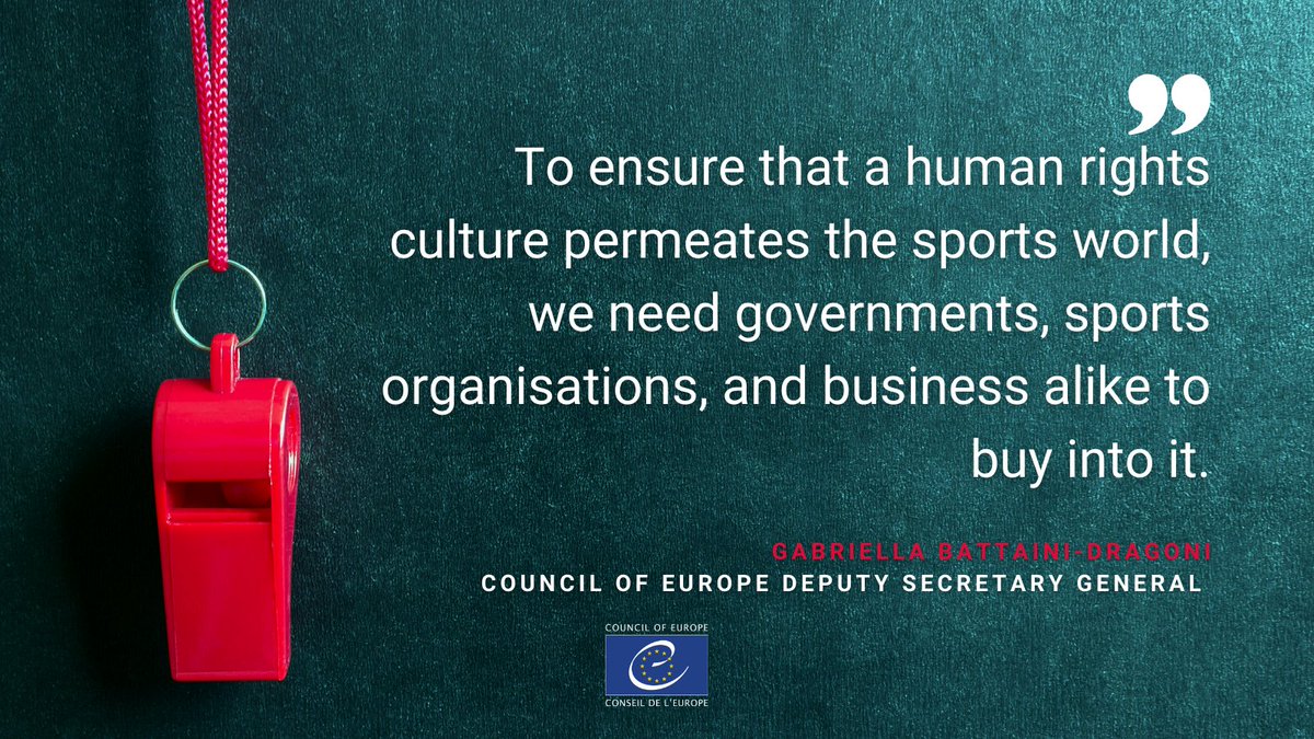 coe's tweet photo. States need to promote &amp; protect human rights in sports, but also to promote sport as a way to strengthen society’s resilience to global crises.

A resolution on #HumanRightsinSport has been adopted today at the #CoE Sport Ministers Conference.

https://t.co/Ld1VASfgpv
#CoE4Sport https://t.co/ZwdnCi041A