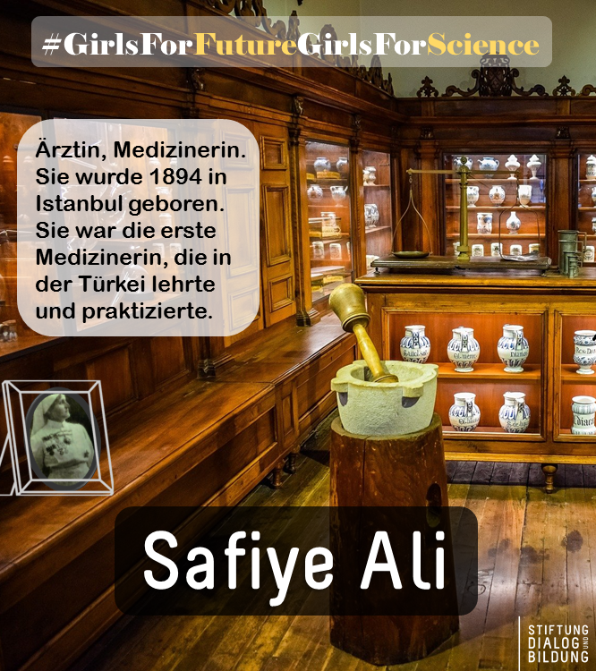 StiftungDuB's tweet photo. Safiye Ali
Ärztin, Medizinerin. Sie wurde 1894 in Istanbul geboren. Sie war die erste Medizinerin, die in der Türkei lehrte und praktizierte.

#GirlsForFutureGirlsForScience 
#WomenInScience 
#WomenInScienceDay 
#InternationalerTagDerFrauenUndMädchenInDerWissenschaft https://t.co/KJ0s8My4HD