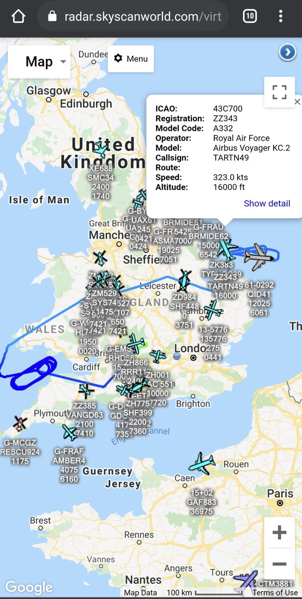 scan_sky's tweet photo. #RAF - Airbus Voyager - #ZZ343 - #TARTN49

Extremely Busy Shift For #ZZ343 Today - Starting Over AARA 12 &amp; Now Working AARA 8 With A #USAF - Boeing KC-135R - #QID41 https://t.co/41PdZO9rdB