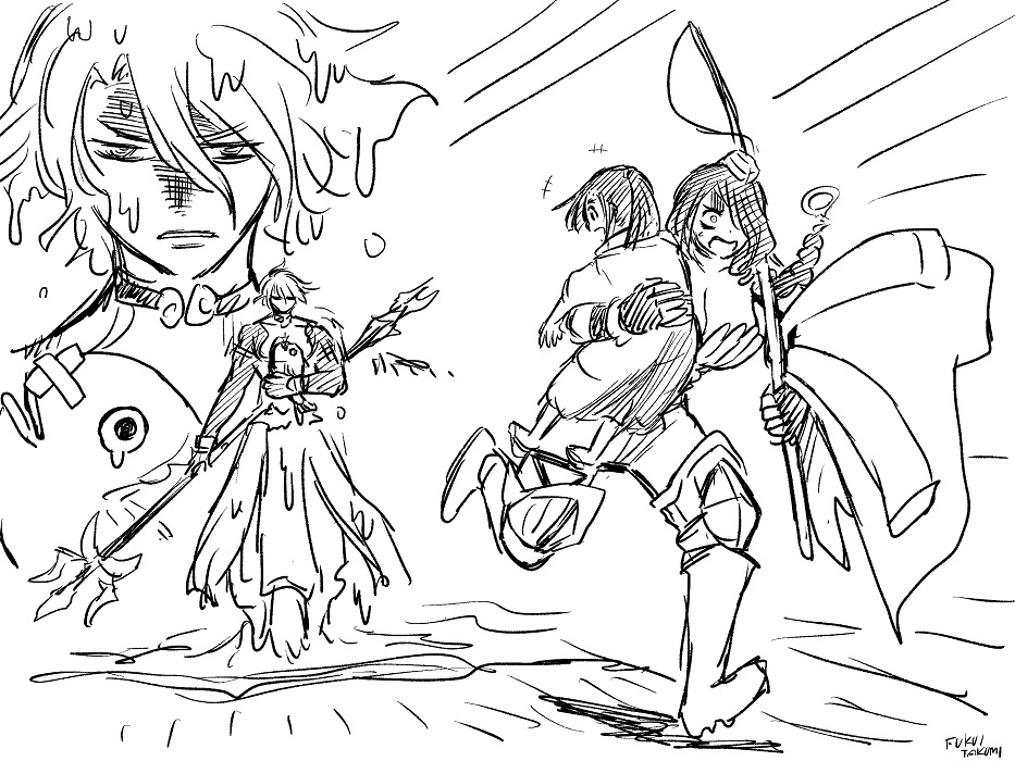 よわよわおねえさんとつよつよおねえさん、2人いるみたいで楽しそう。おさかなのピンチに海からめっちゃこわいおにいさんが現れたぞ！逃げろ！