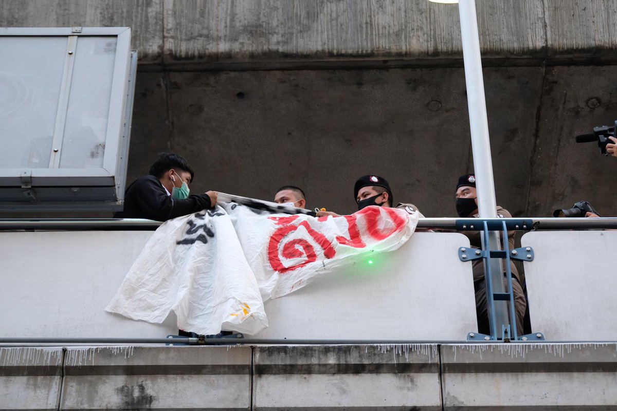 I thought it was going to be a good day until the police decided to steal some of signs from the protestors. Here is some of it.  #ม็อบ10กุมภา  #ม็อบ11กุมภา