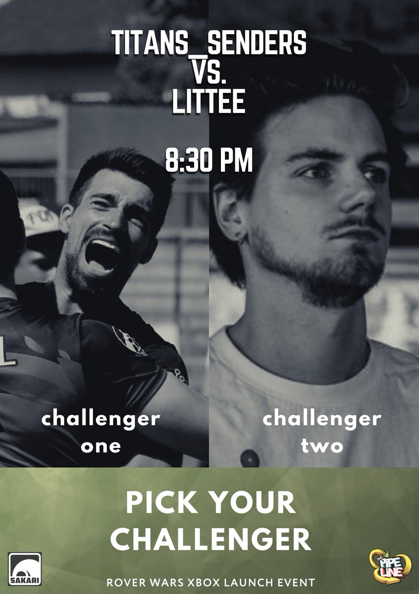 ANNOUNCING OUR FIRST MATCH UP |  (EN)

At 8:30 PM tomorrow @litteetweets will be challenging Titans_Senders at Rover Wars. 

Which challenger do you think will be victorious? Let us know!

❤️ Titans_Senders
💚 @litteetweets