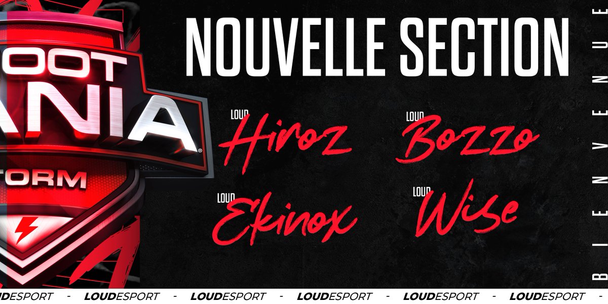 EsportLoud's tweet photo. Nouvelle section !😮

On accueille une équipe @Shootmania ! 🥳

Bienvenue à : 

🇨🇵 @Hir0s3 
🇨🇵 @Bozzo_sm 
🇧🇪 @EkinoxSM
🇨🇵 @LucasSAGE1 

S'étant qualifiés hier, ils nous représenteront lors de la @ULeagueSM ! 💪

🔴⚫️#BeLouder https://t.co/TwZUU4uSz4